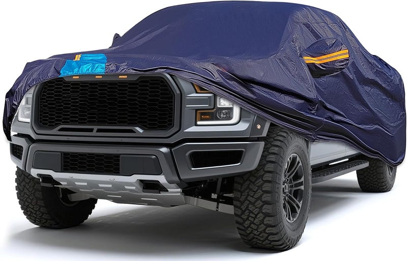 DINGHAO Car Cover Waterproof All Weather, 6 Layers Outdoor Full Exterior Cover Rain Sun UV Snowproof Protection with Zipper Cotton, Mirror Pocket for Ford F-150 Raptor - Image 1